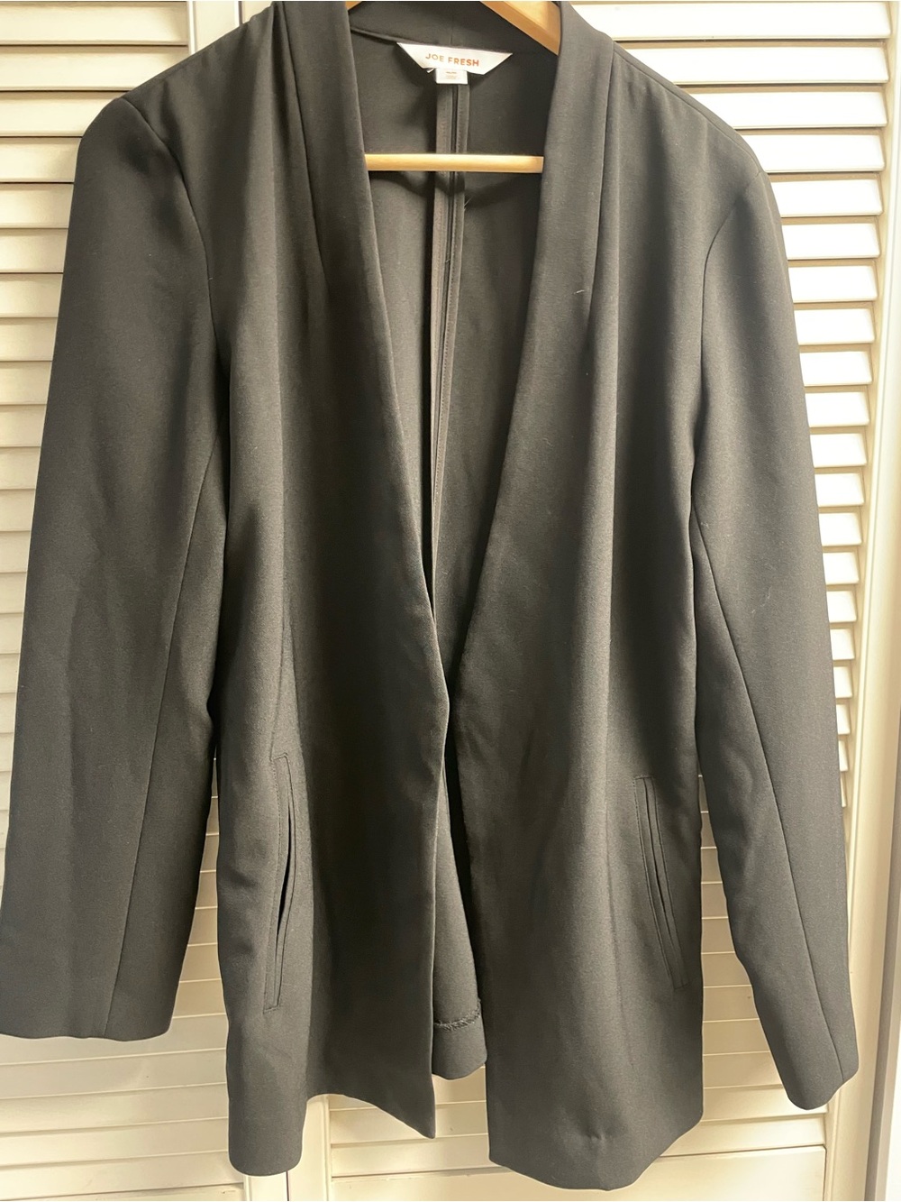Womens Joe Fresh Black Open-Front Blazer Jacket Size Medium
